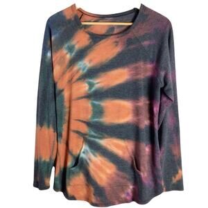 Sunshine Orange Flower Tie Dye Long Sleeve shirt Large